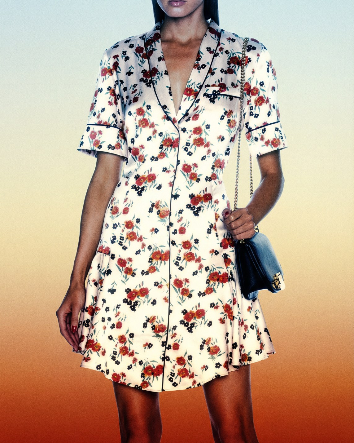A.L.C. floral silk dress with pink and black flower print